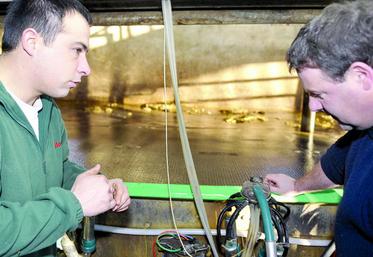 Eleveur donnant les instructions à son salarié.