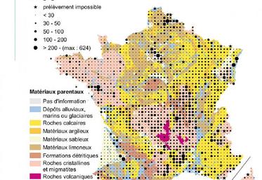 Des échantillons sont prélevés à la carrière hélicoïdale dans différents horizons du sol.