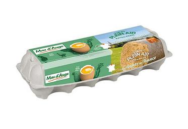 La gamme Mas d’Auge œufs plein air extra-frais des Hauts-de-France, qui sera lancée dès le mois d’avril, est composée 
de trois références : x 6, x 12 et x 20.