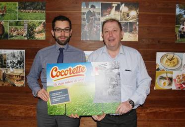 Olivier Coudrette, nouveau directeur général du groupe Cocorette, et Pascal Lemaire, créateur d’Œufs Nord Europe (ONE) et nouveau président du groupe Cocorette.