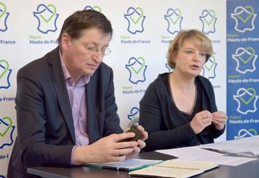 De gauche à droite : Jean-Michel Serres, président de la commission agriculture et agroalimentaire, et Marie-Sophie Lesne, vice-présidente en charge de l’agriculture.