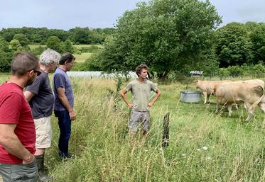 Vianney Janssens (à dr.) a planté 3 800 arbres et arbustes cet hiver, et met en place des zones de régénération naturelle assistée. Les haies devraient apporter  de nombreux bénéfices. 
