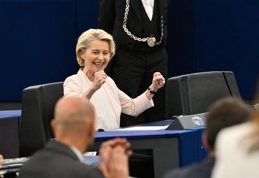 L'Allemande Ursula von der Leyen, toute aussi satisfaite de la signature de l’accord commercial entre l'UE et le Mercosur  que lors de l’annonce de sa réélection à la présidence de la Commission européenne, en juillet 2024.