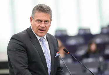 Maros Sefcovic devant la plénière du Parlement européen