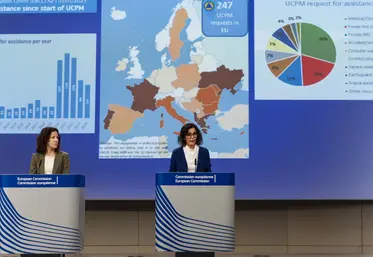 Les commissaires européennes Minzatu et Lahbib