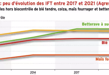 Grandes cultures : peu d'évolution des IFT entre 2017 et 2021