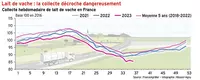 Lait de vache : la collecte décroche sur la première partie de l’année 2023