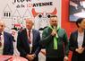 Claude Tarlevé, vice-président du Département ; Olivier Richefou, président du Département ; Benoît Faucon, président de la Chambre d'agriculture de la Mayenne, et Nadège Baptista, préfète de la Mayenne, sur le stand de la Mayenne au SIA 2026.