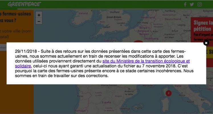 La carte est actuellement inaccessible pour cause de "mise à jour"...