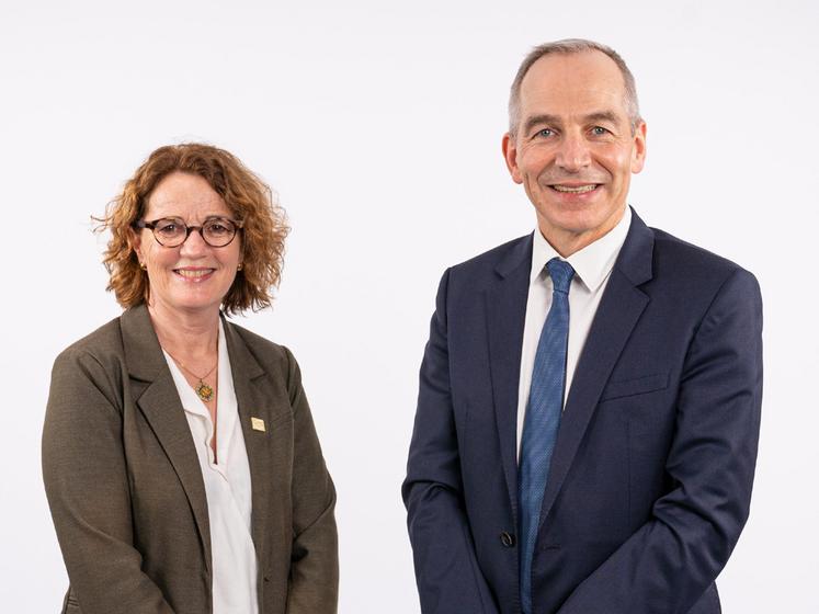 Sylvie Le Dilly et Pascal Loiseau, présidente et directeur général de Groupama Centre Manche.