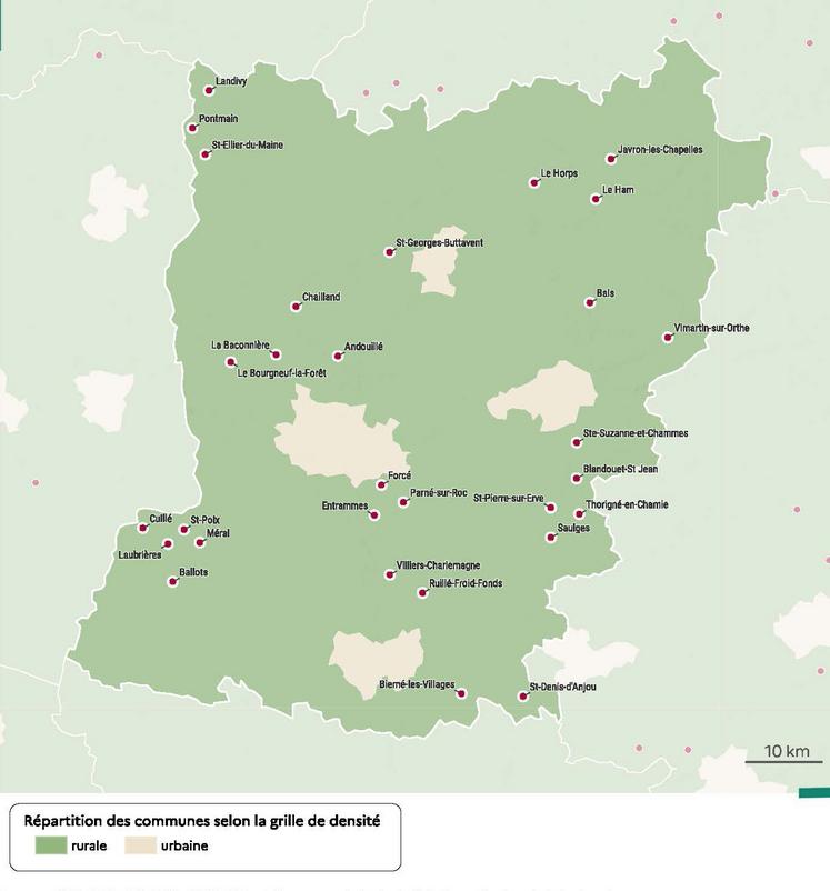 Villages d'avenir : la carte des communes mayennaises labellisées en décembre 2023.