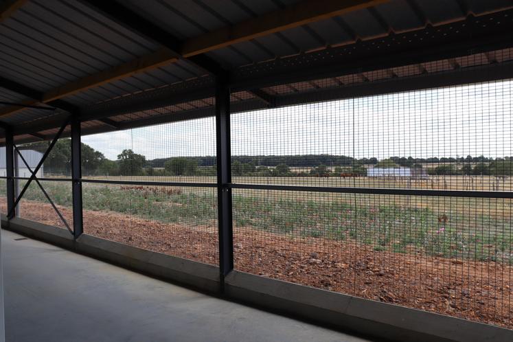 Les poules peuvent profiter des espaces extérieurs quand bon leur semble. Jean-Philippe Bruant : "Elles disposent de deux jardins d'hiver de 100 mètres par 4 mètres. Ce sont des parties extérieures, mais couvertes que l'on appelle communément des courettes".