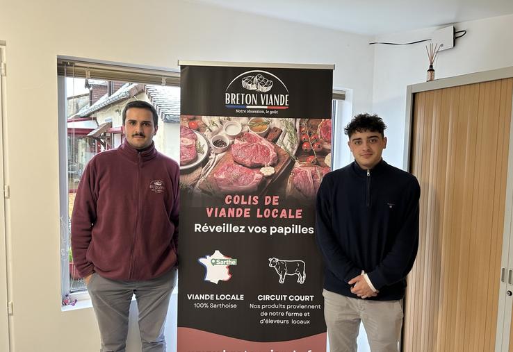 Alexis Breton, responsable de Breton Viande, et Timothée Paris qui l'épaule dans la partie commerciale.