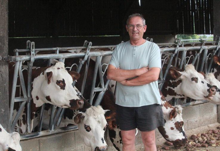 Michel Gautier, éleveur à Parcé sur Sarthe, trouve la pomme de terre facile à distribuer et intéressante nutritionnellement.