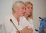 Stéphanie Rist, ministre de la Santé, des Familles, de l'Autonomie et des Personnes handicapées. En haut à droite, Yannick Besnard, président du Conseil de région Agrial Sarthe-Nord, Jérémy Parmentier,  directeur des négoces Jeusselin et Verron, Maxime Lorieux, représentant des agriculteurs de la zone de Pentvert et Phillipe Dutertre, président de la Chambre d'agriculture.