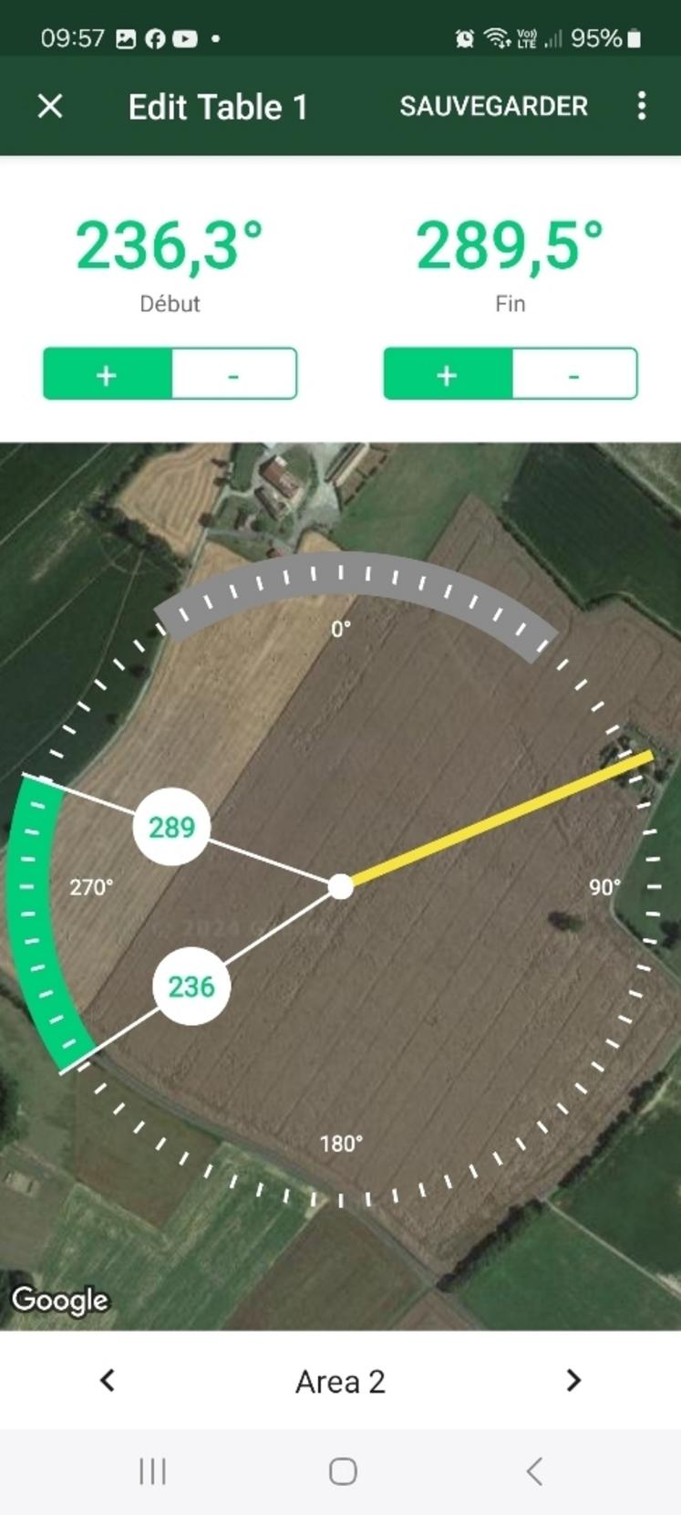 Le pivot et le canon d'extrémité se pilotent depuis une application.