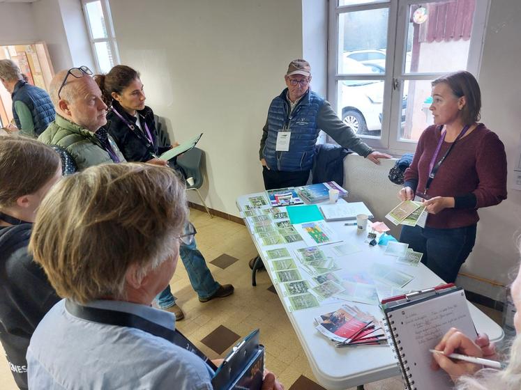 Stéphanie Guibert, conseillère à la Chambre d'agriculture, a détaillé les différentes espèces prairiales aux professionnels de la filière équine.