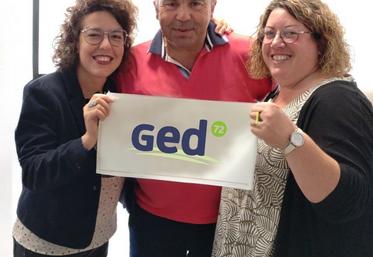 Hélène Puaud, Pascal Jousse et Anabelle Chartrain, nouvelle présidente du Ged 72.