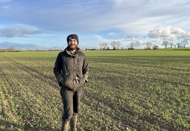 Emmanuel Gilles cultive un méteil de féverole, pois, blé et triticale pour nourrir son troupeau de vaches laitières. Il conserve le mélange en boudins.