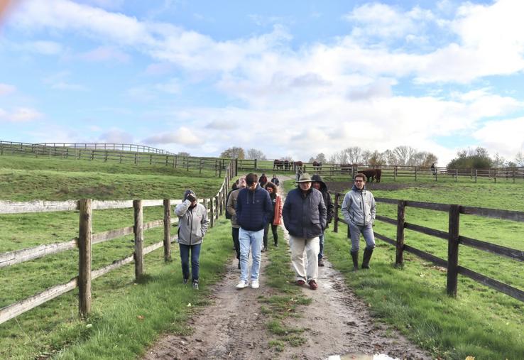 Après avoir expliqué son système d'élevage, Pierre Julienne a illustré ses propos en amenant l'assemblée au cœur de son élevage : dans les herbages.