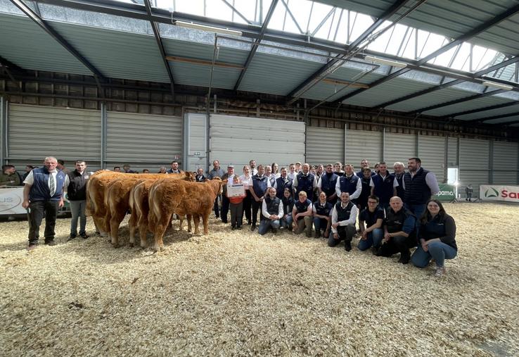17 élevages Limousins ont participé au concours départemental cette année. Passage obligé : la photo de groupe avec la famille Auvray, sacrée meilleur élevage du concours.