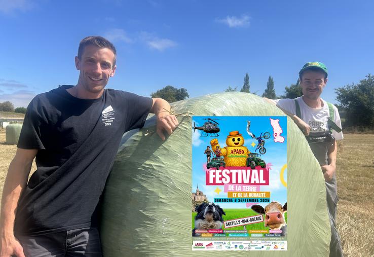 Romain Duprey, responsable départemental du Festival de la terre et de la ruralité et Emilien Leroy, président des JA du canton de Sartilly.
