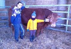 Manon Ecalard participera pour la 1re fois à un concours. Elle sera accompagnée d'un veau de 14 mois, Abricot, sous les yeux admiratifs de son petit frère.