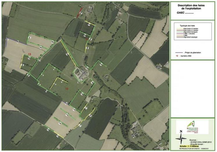 Cartographie des types de haie de l’exploitation.