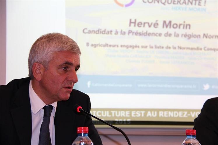 Hervé Morin Liste "La Normandie Conquérante" "Sept agriculteurs (ices), éleveurs et céréaliers, sont en position éligible sur ma liste. Modernisation, productivité, compétitivit&eacute