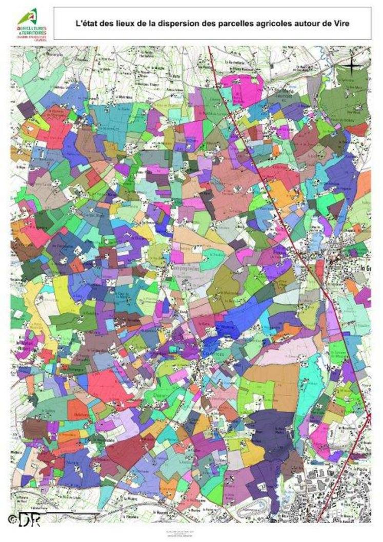 Etat des lieux de la dispersion des parcelles agricoles autour de Vire.