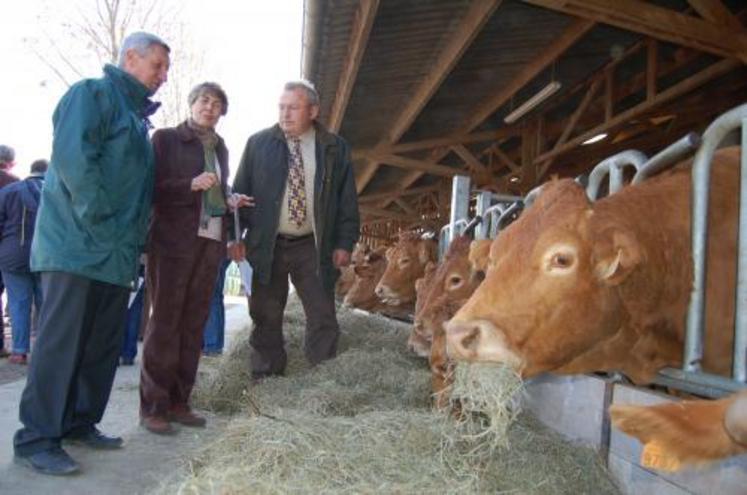 90 vaches ont été qualifiées « Reproductrice Reconnue » (RR) et 17 « Reproductrice Recommandée » (RRE Top 10 % supérieur de la race). Bernard Roux avec Etienne Aubert et Melle de Clermonn Tonnerre, propriétaire de l’élevage.