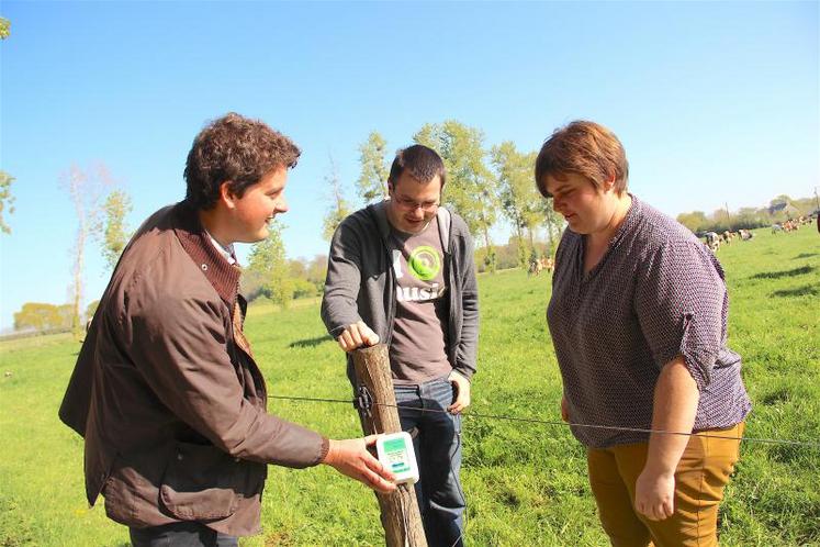 Au côté de Martin Coudière, Pierre Cordel (chargé de projet numérique à la ferme expérimentale de La Blanche-Maison) et Lucie Morin (chargée d’expérimentation). «C’est plus part