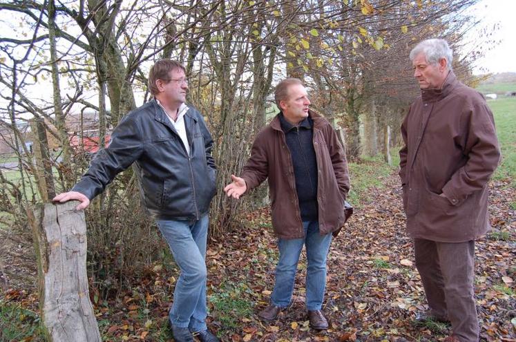 Jean-Paul Rousière (lycée de Vire), Antoine Herman (téchnicien Chambre d’agriculture) et Serge Robiaille (Cuma) donnent rendez-vous aux agriculteurs 
et aux collectivités locales le 10 décembre.  (photo DR)