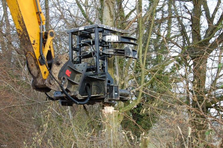 La pelle pèse 21,5 tonnes et la tête d’abattage 1,5 tonne.  (VM)