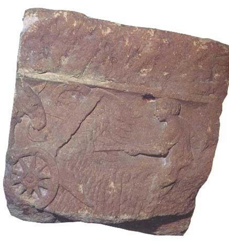 L'un des bas-reliefs retrouvé en Belgique. Il renforce les écrits des Romains Pline et Palladius sur l'invention de la moissonneuse par les Gaulois.