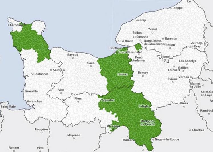 Carte 3 - La ZSCS herbagère se superpose au zonage issu de la 1re couche « ZSCN » et l’élargit, à l’exception de la Plaine de Caen