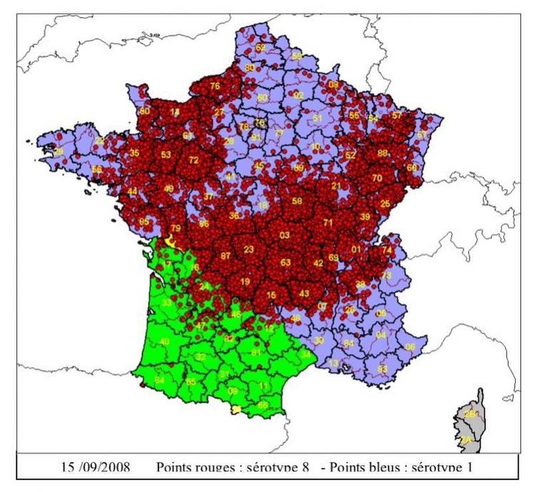 répartition des foyers sur le territoire français