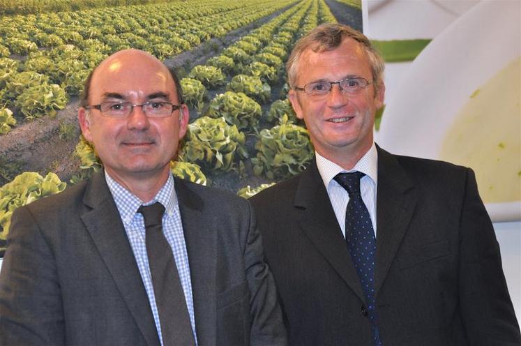 Le président d’Agrial, Arnaud Degoulet et le directeur Ludovic Spiers misent sur l’international pour poursuivre le développement de la coopérative. (SB)