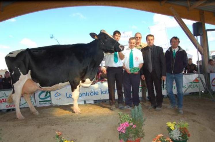 "Mel Rialto" appartenant à l'un des meilleurs élevages de la Manche en Prim'Holstein (earl de la Méloquerie" obtient logiquement la palme de championne.