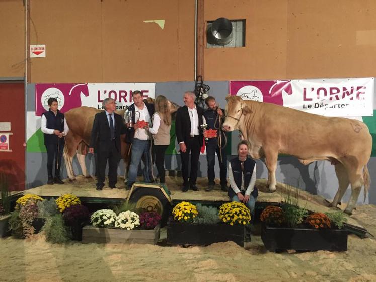 Laila, du Gaec Lorin Bossuyt, grande championne du concours interdépartemental Blonde d'Aquitaine.