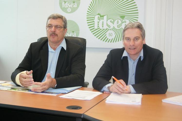 Pascal Férey et Hervé Marie, "la FNIL veut ajuster le prix du lait français sur le prix allemand, c'est inadmissible pour des producteurs au bord du gouffre".