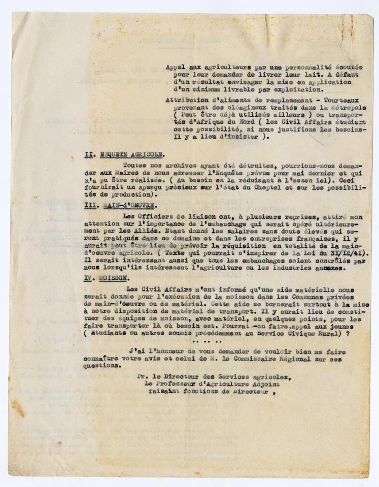 Voici un extrait de rapport des services agricoles du Calvados du 23 juillet 1944 concernant la collecte laitière.