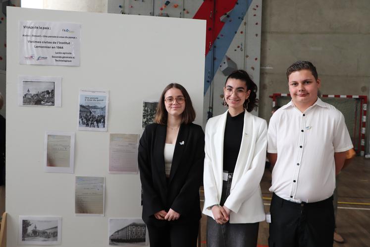 Juliette, Safa et Baptiste, élèves de seconde au lycée agricole, ont participé à la réalisation d'un recueil de témoignages d'élèves de l'institut en 1944.