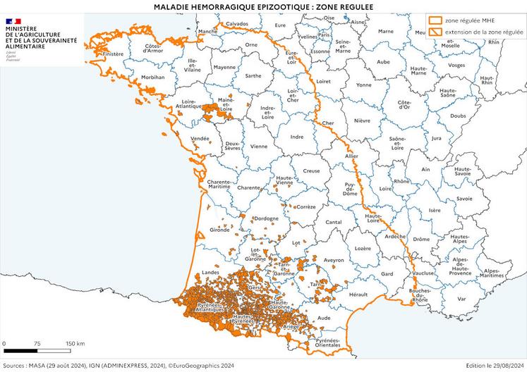 Les trois départements bas-normands sont concernés par la zone régulée liée à la MHE.