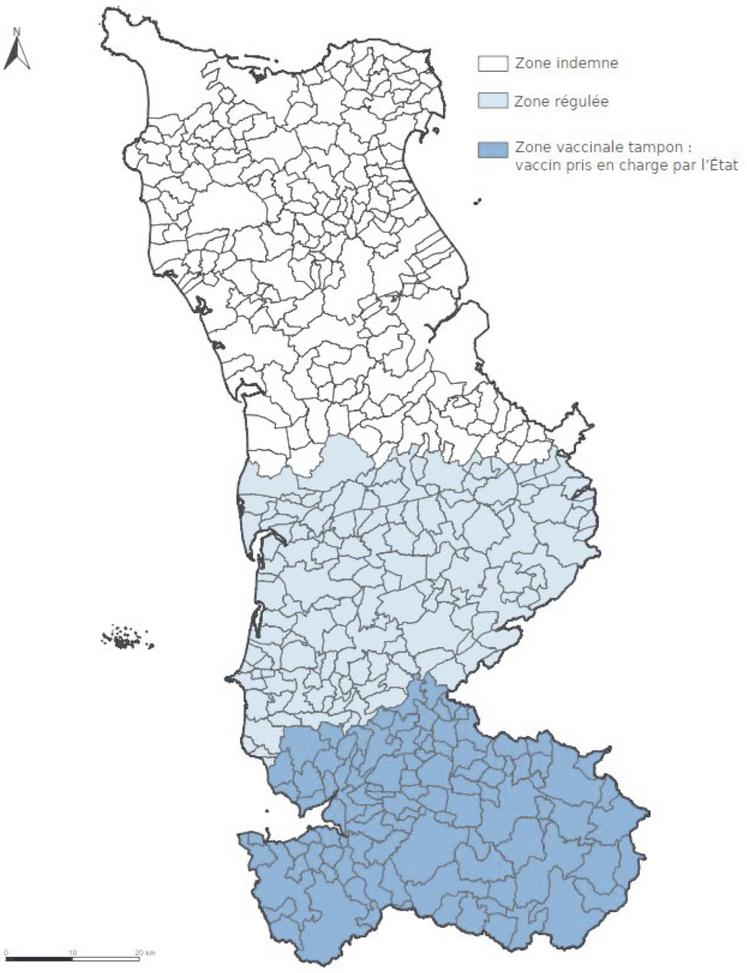 Cartographie des zones réglementées au titre de la MHE dans la Manche à la date du 27 septembre 2024