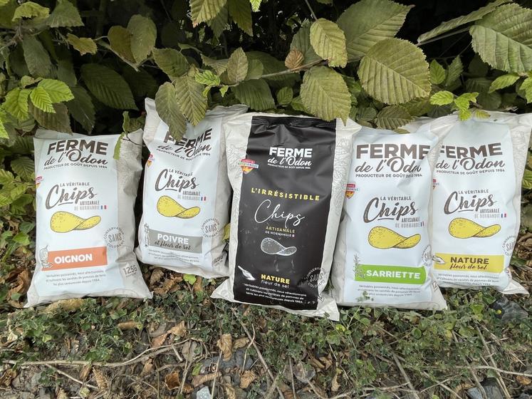 La Ferme de l'Odon propose une gamme de cinq saveurs de chips depuis avril 2024. Elles sont labellisées Saveurs de Normandie.