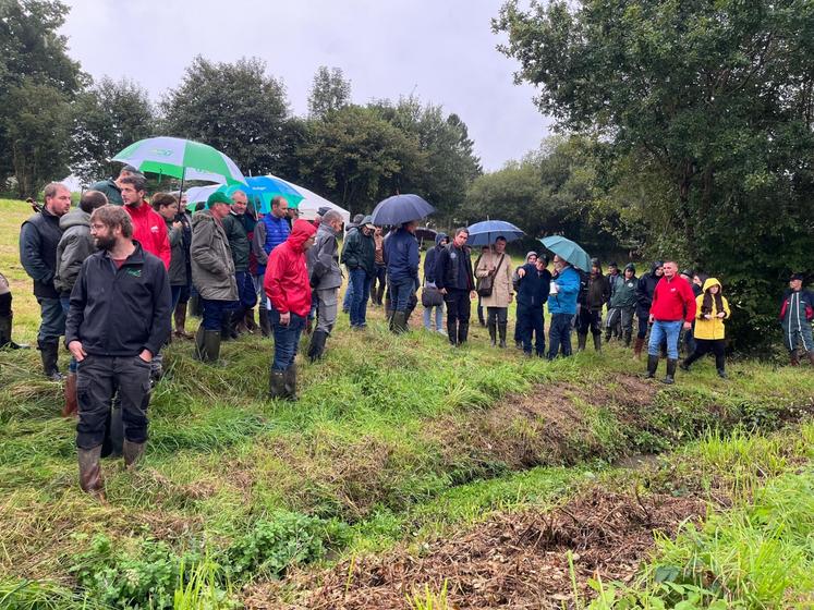 Une soixantaine d'agriculteurs s'est déplacée sur la commune de Brécey pour échanger autour de l'entretien des cours d'eau et des fossés.