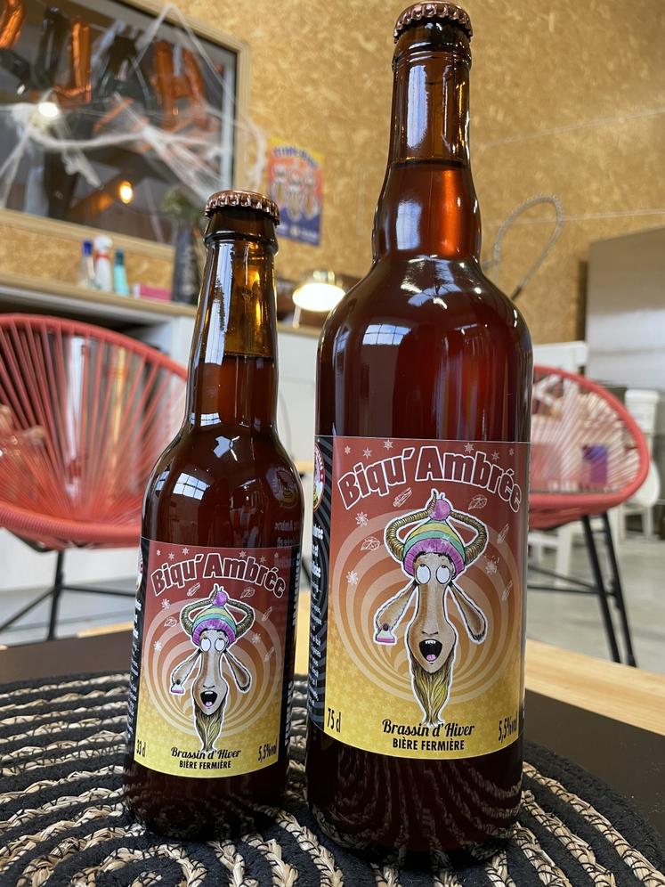 La Biqu'ambrée : nouvelle bière hivernale des chèvres brasseuses.