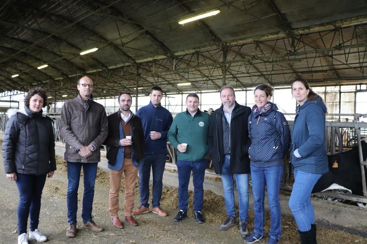 Louise Denis (collège chefs d'exploitation), Xavier Hay (FDSEA 14), Edouard Brunet (JA), Nicolas Declomesnil (collège n° 1), Yohann Barbe (FRSEA), Jean-Yves Heurtin (tête de liste), Astrid Granger et Camille Leroux (collège n° 1).