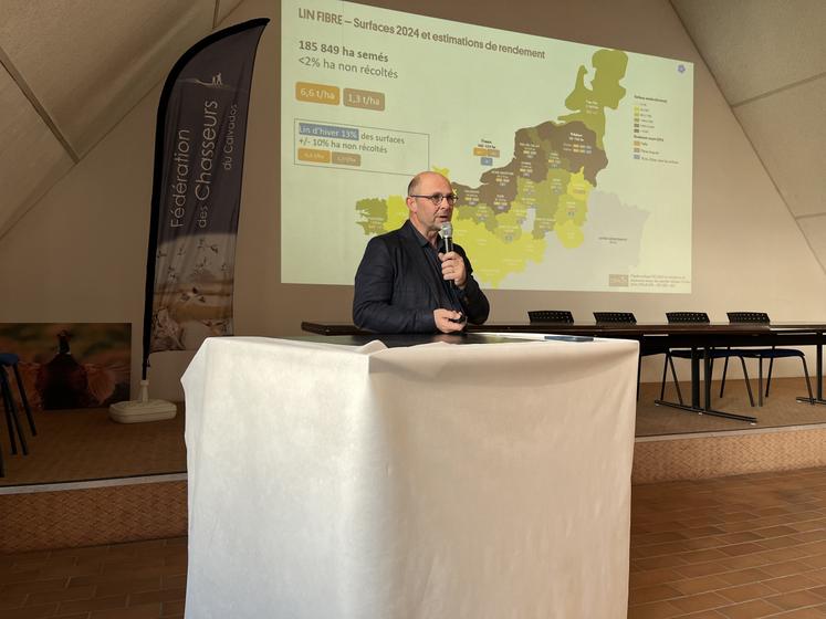 Bertrand Gomart, président de l'AGPL, a animé la réunion hivernale des producteurs de lin.